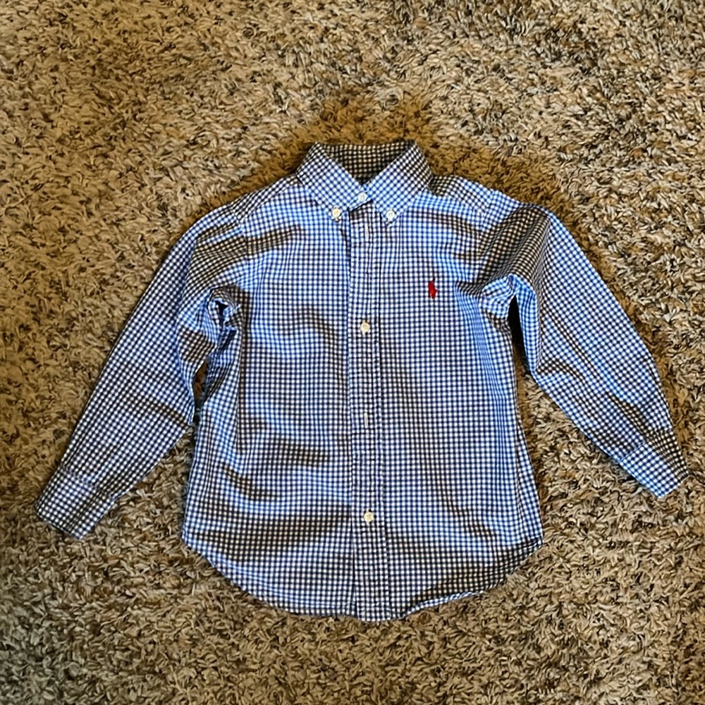 Great blue gingham Polo button down shirt.